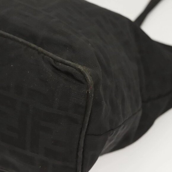 FENDI Zucca Canvas Tote Bag Nylon Black Silver Auth - Picture 11 of 14